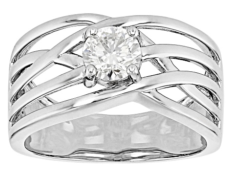 Moissanite Platineve Crossover Band Ring .60ctw DEW