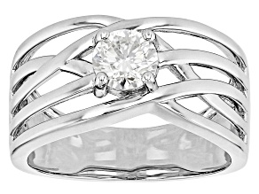 Moissanite Platineve Solitaire Ring .60ctw DEW