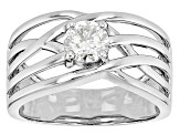 Moissanite Platineve Crossover Band Ring .60ctw DEW