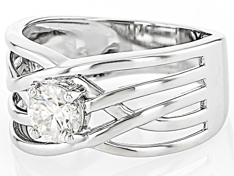 Moissanite Platineve Crossover Band Ring .60ctw DEW