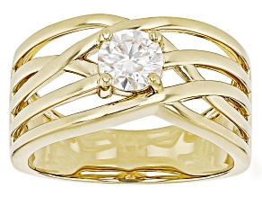 Moissanite, 14k Yellow Gold Over Sterling Silver Ring .60ctw DEW