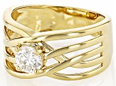 Moissanite, 14k Yellow Gold Over Sterling Silver Ring .60ctw DEW