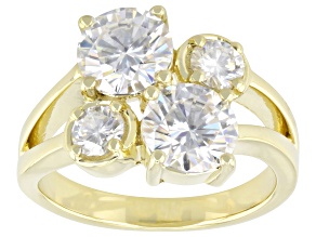 Moissanite 14k Yellow Gold Over Sterling Silver Ring 2.86ctw DEW