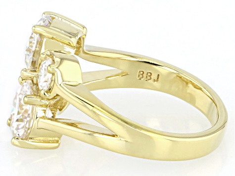 Moissanite 14k Yellow Gold Over Sterling Silver Ring 2.86ctw DEW