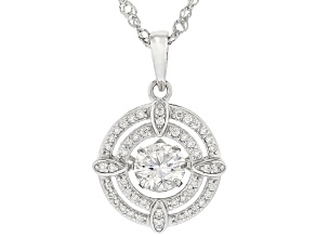Moissanite Platineve Dancing Halo Pendant 1.28ctw DEW.