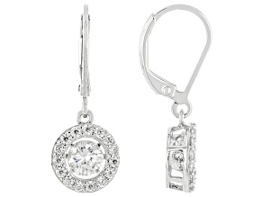 Moissanite Platineve Dancing Halo Earrings 1.60ctw DEW.