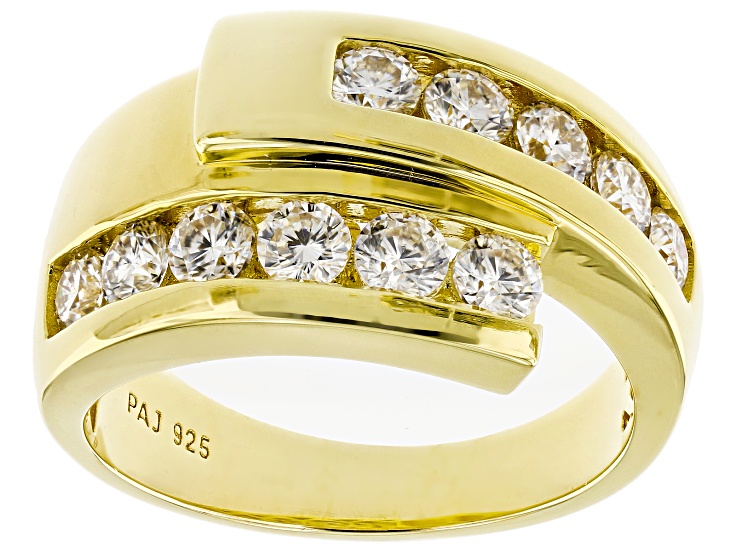 Moissanite 14k Yellow Gold Over Silver Bypass Ring 1.10ctw DEW