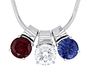Moissanite with lab created ruby and sapphire Platineve interchangeable pendant 1.20ct DEW.