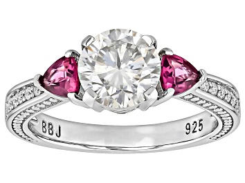 Picture of Moissanite And Rhodolite Platineve Ring 1.62ctw DEW