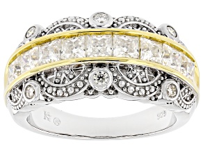 Moissanite Platineve With 14k Yellow Gold Over Platineve Band Ring 1.80ctw DEW