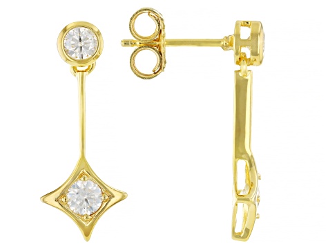 Moissanite 14k Yellow Gold Over Silver Earrings .72ctw DEW