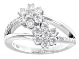 Moissanite Platineve Flower Design Ring 1.08ctw DEW.