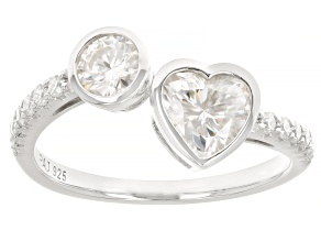 Moissanite Platineve Heart Design Ring 1.37ctw DEW.