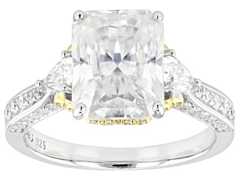 Moissanite Platineve And 14k Yellow Gold Over Silver Ring 5.19ctw DEW.