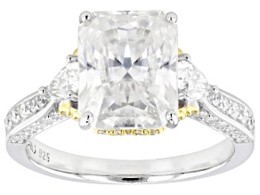 Moissanite Platineve And 14k Yellow Gold Over Silver  Ring 5.19ctw DEW.