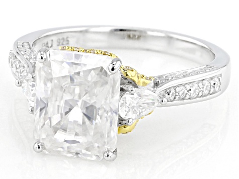 Moissanite Platineve And 14k Yellow Gold Over Silver Ring 5.19ctw DEW.