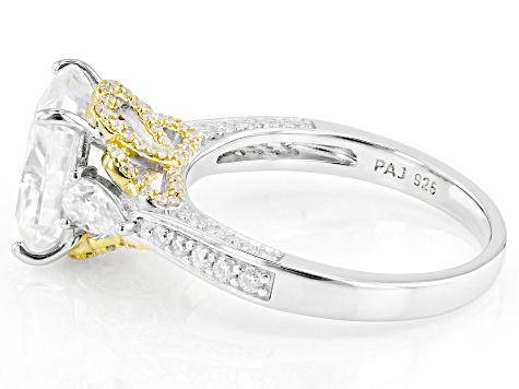 Moissanite Platineve And 14k Yellow Gold Over Silver Ring 5.19ctw DEW.