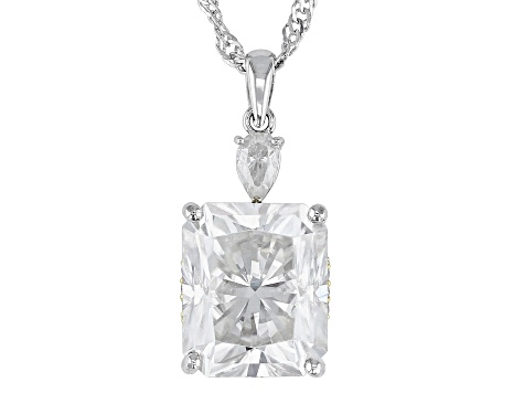 Moissanite Anniversary Platineve And 14k Yellow Gold Over Silver  Pendant 7.51ctw DEW.