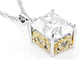 Moissanite Anniversary Platineve And 14k Yellow Gold Over Silver  Pendant 7.51ctw DEW.