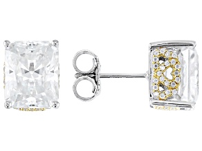 Moissanite Anniversary Platineve And 14k Yellow Gold Over Silver Earrings 8.58ctw DEW