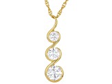 Moissanite 14k Yellow Gold Over Silver 3 Stone Pendant 1.53ctw DEW.