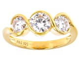 Moissanite 14k Yellow Gold Over Silver 3 Stone Ring        
1.80ctw DEW.