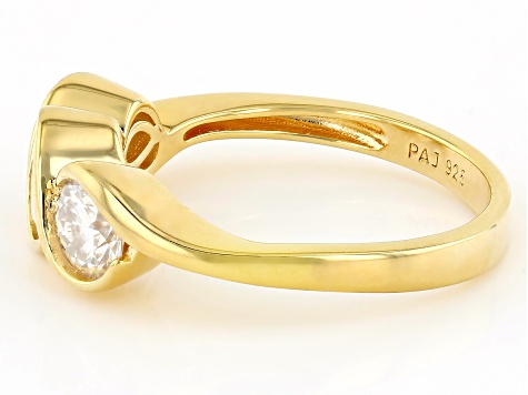 Moissanite 14k Yellow Gold Over Silver 3 Stone Ring        
1.80ctw DEW.