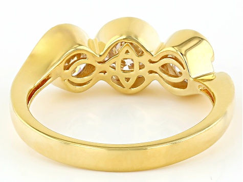 Moissanite 14k Yellow Gold Over Silver 3 Stone Ring        
1.80ctw DEW.