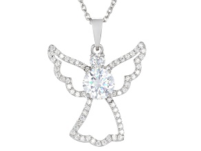 Moissanite Platineve Angel Pendant 1.51ctw DEW.