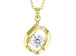 Moissanite 14k Yellow Gold Over Silver Solitaire Pendant .60ct DEW.