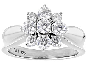 Moissanite Platineve Cluster Ring 1.04ctw DEW.