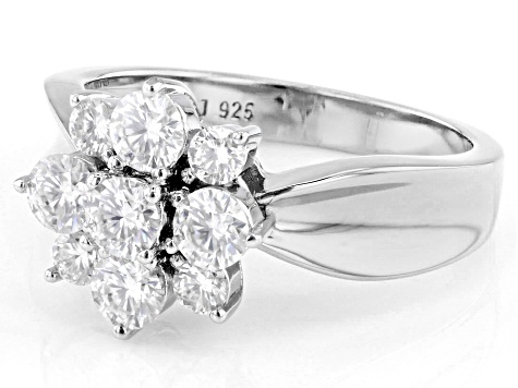 Moissanite Platineve Cluster Ring 1.04ctw DEW.