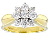 Moissanite 14k Yellow Gold Over Silver Cluster Ring 1.04ctw DEW.