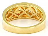 Moissanite Platineve And 14K Yellow Gold Over Silver Mens Band Ring .54ctw DEW.