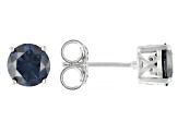 Navy Blue Moissanite Platineve Stud Earrings 2.00ctw DEW.