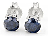 Navy Blue Moissanite Platineve Stud Earrings 2.00ctw DEW.