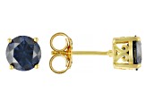 Navy Blue Moissanite 14k Yellow Gold Over Silver Stud Earrings 2.00ctw DEW.