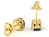 Navy Blue Moissanite 14k Yellow Gold Over Silver Stud Earrings 2.00ctw DEW.