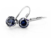 Navy Blue Moissanite Platineve Solitaire Earrings 1.60ctw DEW.