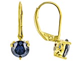 Navy Blue Moissanite 14k Yellow Gold Over Silver Solitaire Earrings 1.60ctw DEW.