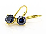 Navy Blue Moissanite 14k Yellow Gold Over Silver Solitaire Earrings 1.60ctw DEW.