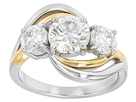 Moissanite Platineve With 14k Yellow Gold Over Platineve Ring 2.20ctw DEW
