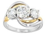 Moissanite Platineve With 14k Yellow Gold Over Platineve Ring 2.20ctw DEW
