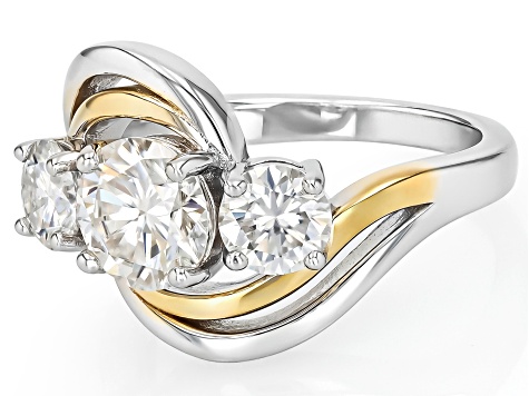 Moissanite Platineve With 14k Yellow Gold Over Platineve Ring 2.20ctw DEW