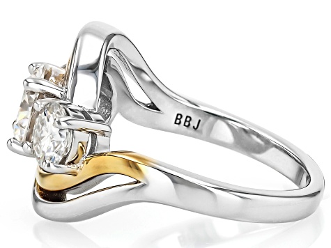 Moissanite Platineve With 14k Yellow Gold Over Platineve Ring 2.20ctw DEW