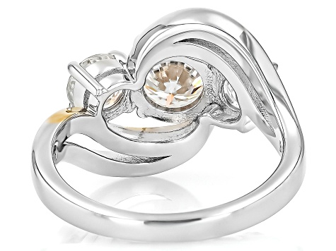 Moissanite Platineve With 14k Yellow Gold Over Platineve Ring 2.20ctw DEW