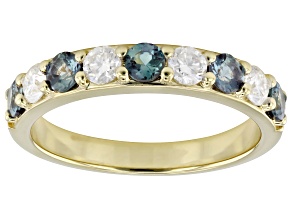 Moissanite And Lab Created Alexandrite 14k Yellow Gold Over Silver Band Ring .40ctw DEW