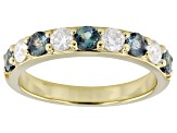 Moissanite And Lab Created Alexandrite 14k Yellow Gold Over Silver Band Ring .40ctw DEW