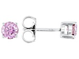 Pink Moissanite Platineve Stud Earrings 1.00ctw DEW