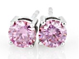 Pink Moissanite Platineve Stud Earrings 1.00ctw DEW